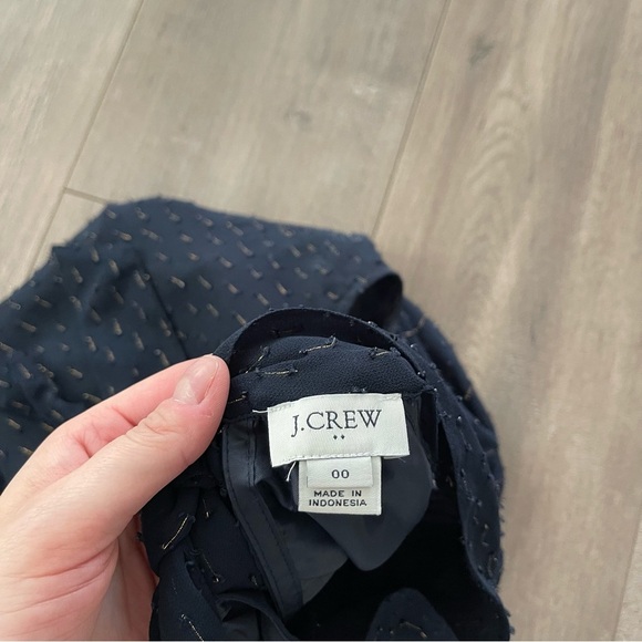 J. Crew Navy Gold Thread Tie Back Halter Sleeveless Blouse - Picture 6 of 8